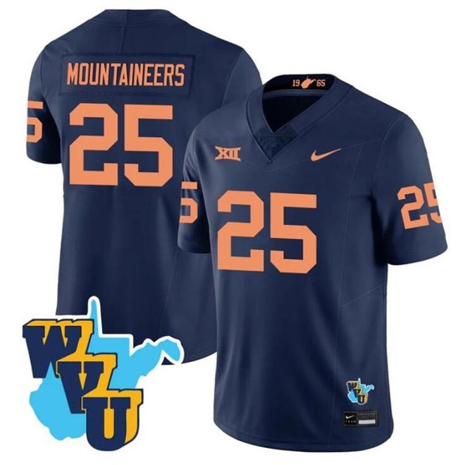 Men's Navy West Virginia Mountaineers #25 Mountaineers F.U.S.E. 1965-2025 Throwback Stitched Jersey
